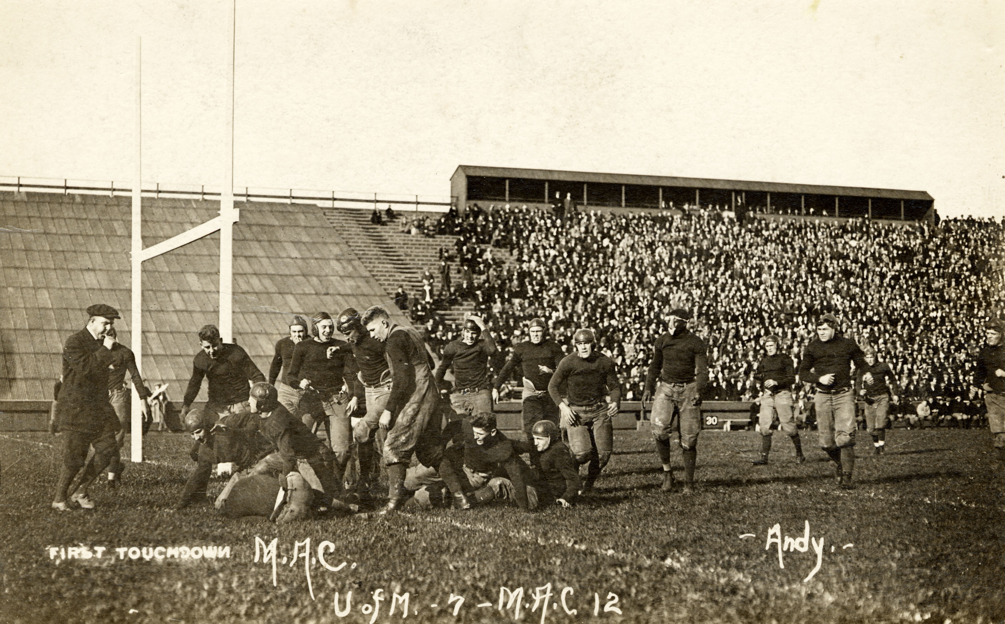 First Touchdown in M.A.C. - University of Michigan football game, 1913 First Touchdown in M.A.C. - University of Michigan football game, 1913