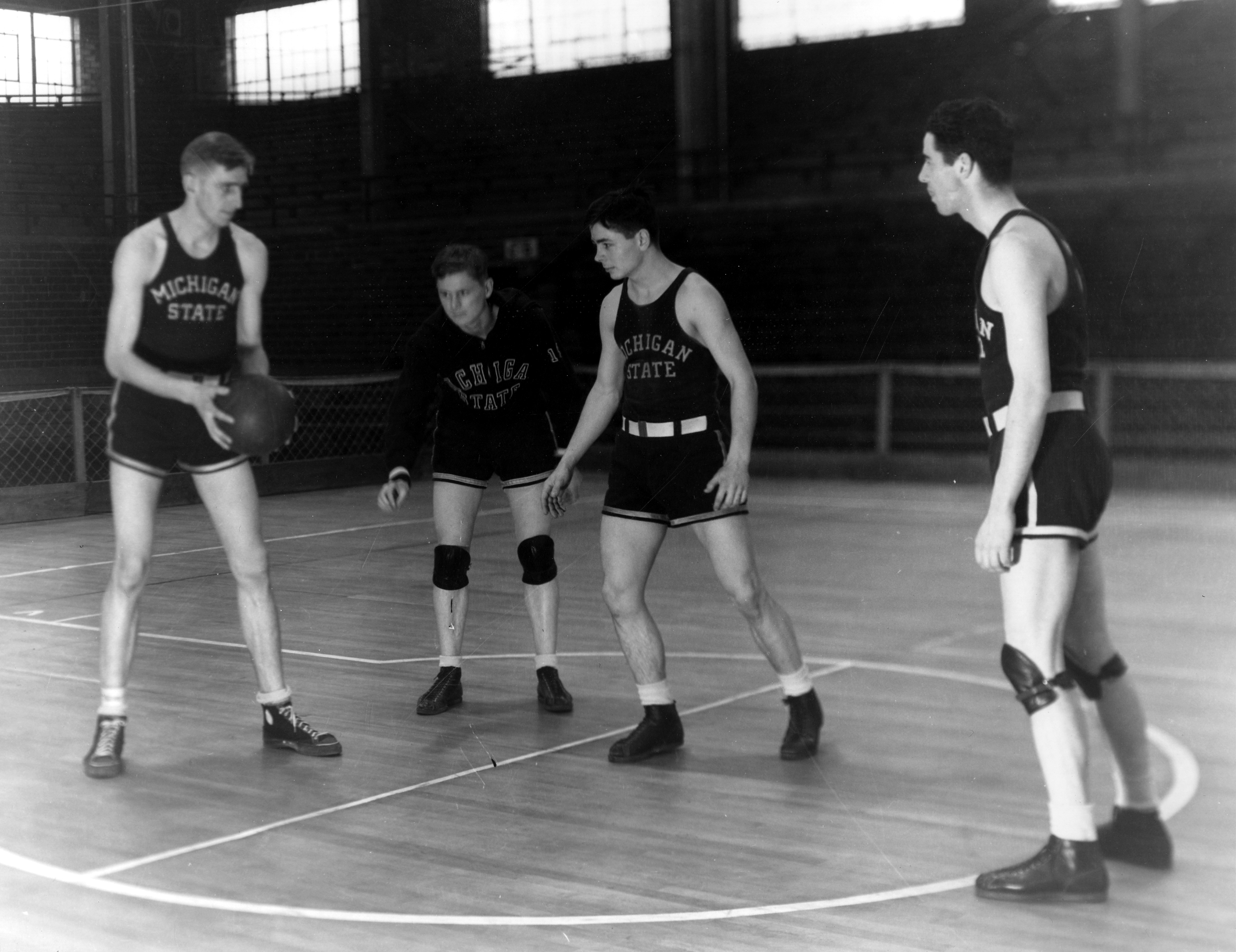 Michigan State Basketball practice. 1930s. Michigan State Basketball practice. 1930s.